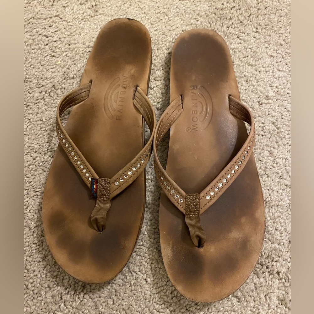 Rainbow sandals with Swarovski crystals